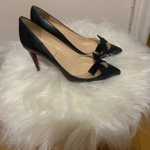 Christian Louboutin 3/1/2 inches black leather pumps size 10. New no dust bag.